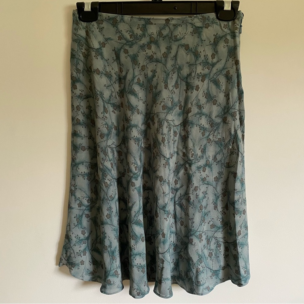 Vintage Silk Anne Klein Above Knee A-line Floral Skirt Cottagecore
